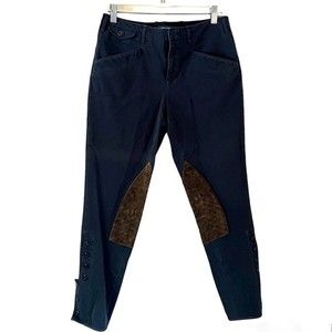 Ralph Lauren Sport Navy Blue Jodhpurs Equestrian  Suede trim Size 10